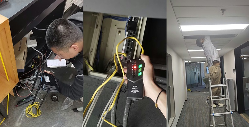 五一假期臨近，為商務樓緊急拉光纜開通網絡